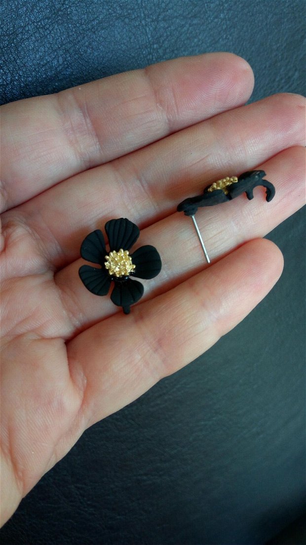 Baze cercei (2 buc) flori negre