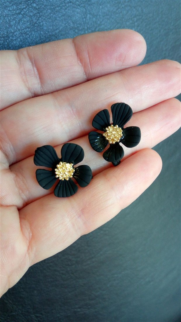 Baze cercei (2 buc) flori negre