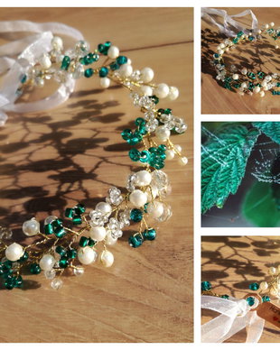 "Mint-e-ma frumos" - coronita mireasa cu accent verde-menta