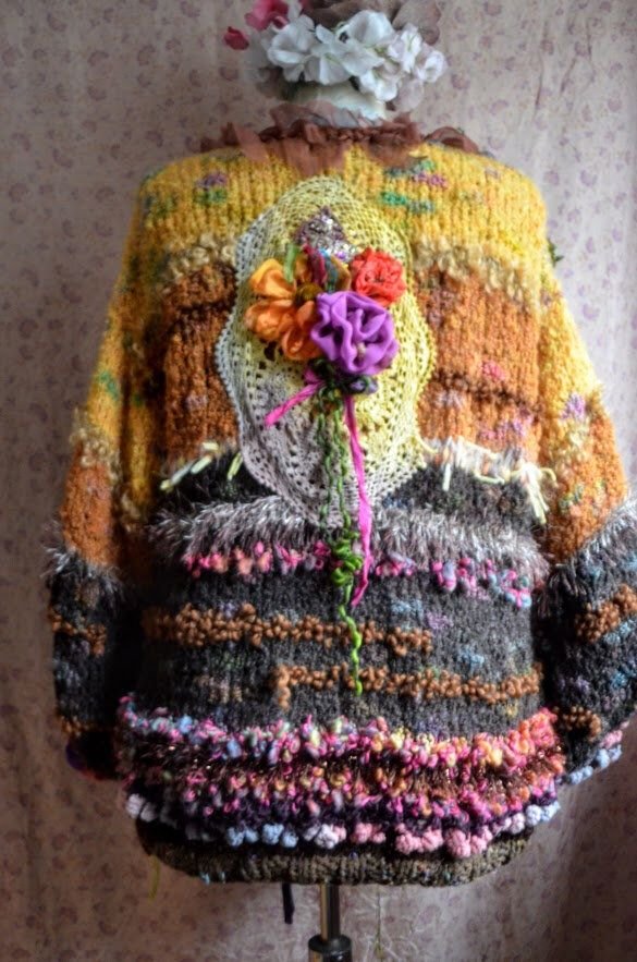 Jacheta tricotata/crosetata cu aplicatii Autumn Garden