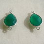 (2 bucati) Lacrima fatetata din onix verde in rama de argint .925 (India - lucrat manual) aprox  6x11x21 mm (cu anourile)