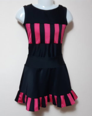 Costum dans fetite negru cu ciclam