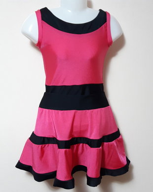 Costum dans fetite negru cu ciclam