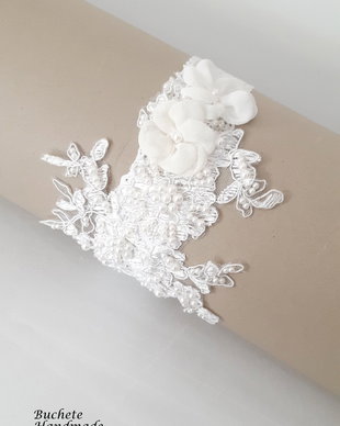 Jartiera mireasa/Jartiera cu flori textile
