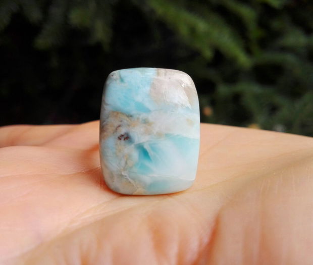 Inel statement din Argint 925 si Larimar - IN725 - Inel albastru dreptunghiular cu piatra mare, inel reglabil din pietre semipretioase, cadou aniversare / Craciun / 8 martie / Dragobete / Valentine's Day sotie / prietena, cristale vindecatoare