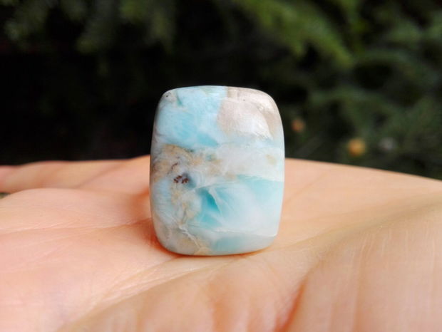 Inel statement din Argint 925 si Larimar - IN725 - Inel albastru dreptunghiular cu piatra mare, inel reglabil din pietre semipretioase, cadou aniversare / Craciun / 8 martie / Dragobete / Valentine's Day sotie / prietena, cristale vindecatoare