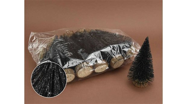 Bradut decorativ - negru stralucitor- 15cm