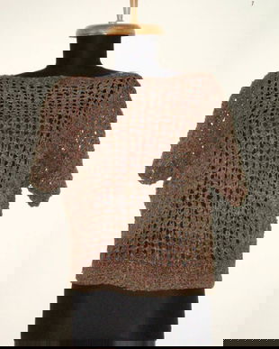 Bluza din piele, tricotata, cu maneca scurta