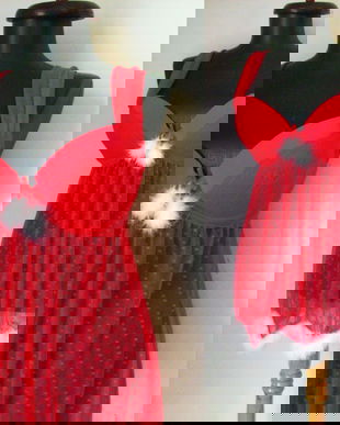 NEGLIGEE ROSU BLANA IEPURAS ALB