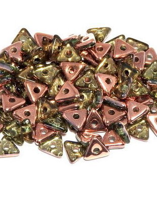 Tri-bead, 4 mm, Peridot Capri Gold - 50510-27101