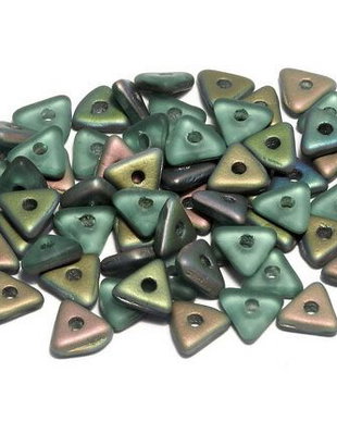 Tri-bead, 4 mm, Peridot Vitrail Matted - 50510-28171