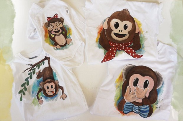 Tricouri set - Familia de maimuțe