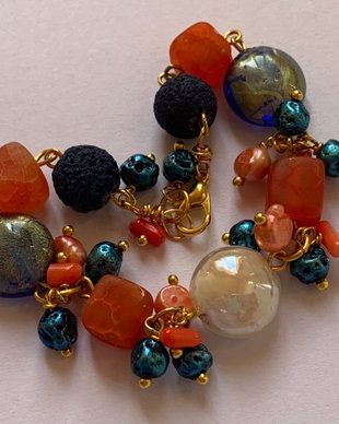 FROSTED ORANGE-murano,agate,lava,perle,coral