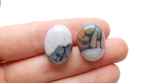 Agate dragon veins - Cabochoane - 2 buc -D3518