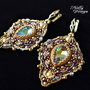 Cercei cristale, perle Swarovski, tortite argint aurit