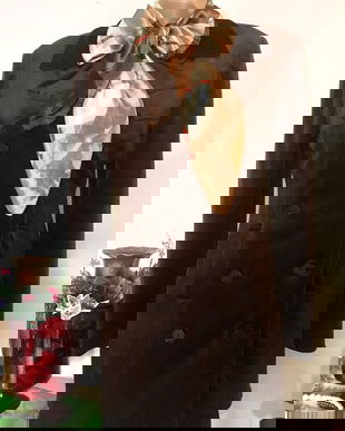 Sacou redingota , catifea maron