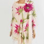 Sal din tricot fin cu flori fucsia impaslite