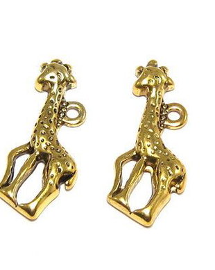 Pandantiv metalic, auriu antichizat, girafa, 22x10 mm