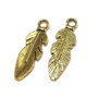 Pandantiv metalic, auriu antichizat, frunza, 26x8 mm