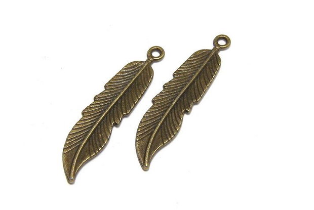Pandantiv metalic, bronz, pana, 45.5x11 mm