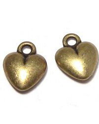 Pandantiv metalic, bronz, inimioara, 12x9.5 mm
