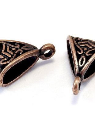 Margele din metal cu agatatoare, cupru, 15.5x10x7 mm