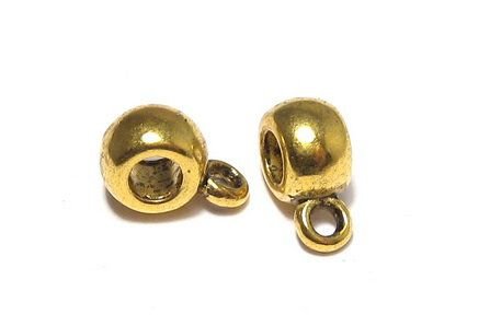 Margele din metal cu agatatoare, auriu antichizat, 8.5x6x4 mm
