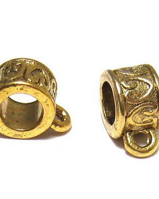 Margele din metal cu agatatoare, auriu antichizat, 11x8.5x6 mm