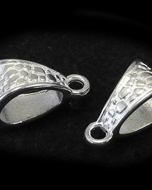 Margele din metal cu agatatoare, argintii, 14.5x7.5x8.5 mm