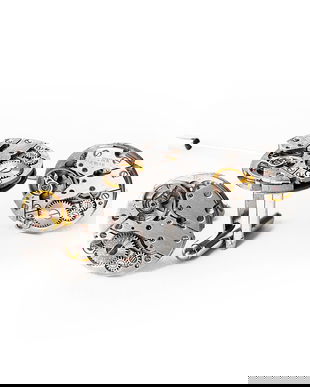Set cadou ac de piept si butoni camasa costum, mecanism de ceas steampunk, brosa pin de rever lavaliera