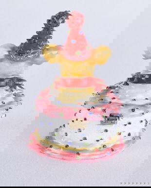 Caseta de bijuterii din metal emailat cu un cap de Chiwawa