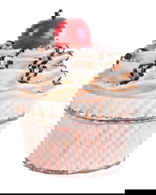 Caseta de bijuterii din metal emailat cu o prajiturica