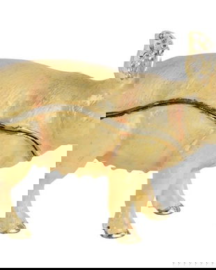 Caseta de bijuterii din metal emailat cu un porcusor