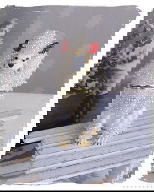 Caseta de bijuterii din metal emailat cu un pudel