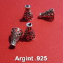(2 bucati) Conuri din argint .925 antichizat aprox 7.5x11 mm
