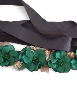 Brau cu flori textile/Cordon verde