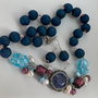 SPARKLING BLUEBERRIES-agate druzy,perle,murano,lapislazuli