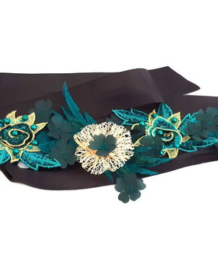 Brau cu flori textile/Cordon verde