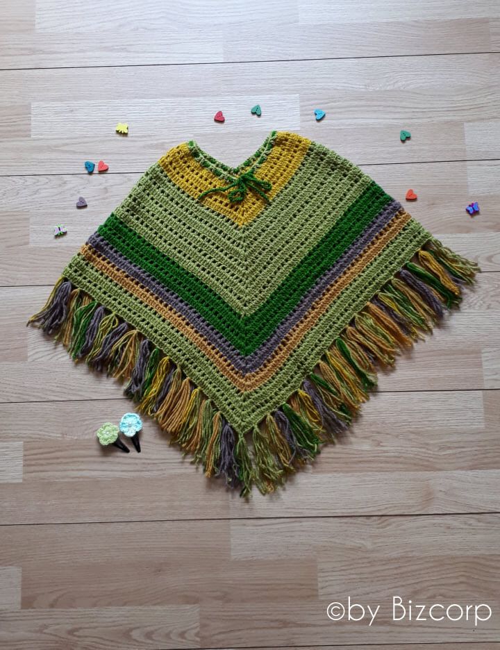 Poncho crosetat fetite, 4-5 ani | Breslo