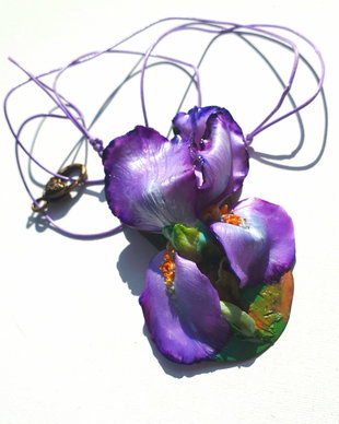 Pandantiv Floare de Iris, Reglabil, Unicat
