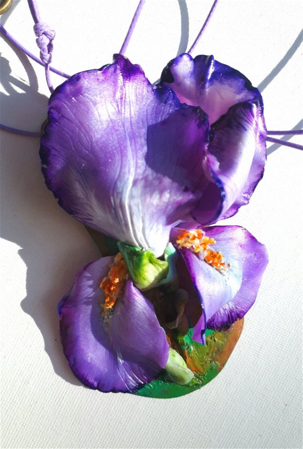 Pandantiv Floare de Iris, Reglabil, Unicat