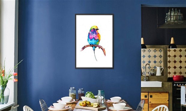 Psychedelic Bird - Tablou, Pictura Originala in Acuarela - Nature & Colors Collection