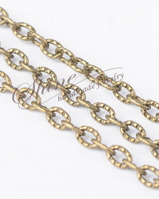 Lant metalic bronz, 4x3mm