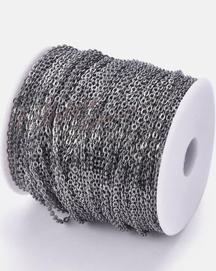 Lant metalic gunmetal, 3x2x0.6mm