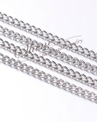 Lant metalic platinum, 2x3mm