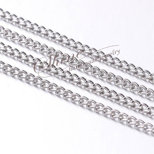Lant metalic platinum, 2x3mm