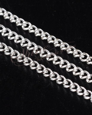 Lant metalic argintiu, 2x3mm