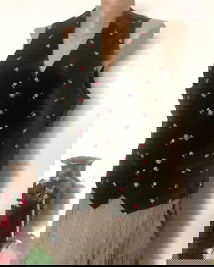 Set fusta bohemianstyle și vesta catifea broderie cusuta