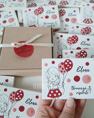 Marturii magneti botez fetita personalizate, pictate manual, magnetice fetit