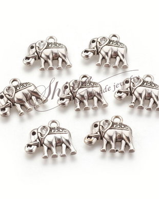 Charm elefant, argintiu antichizat